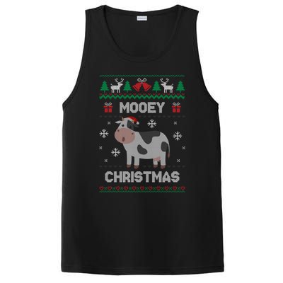 Mooey Christmas Cow Santa Claus Hat Ugly Christmas Funny Gift PosiCharge Competitor Tank