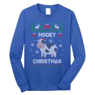 Mooey Christmas Cow Santa Claus Hat Ugly Christmas Funny Gift Long Sleeve Shirt