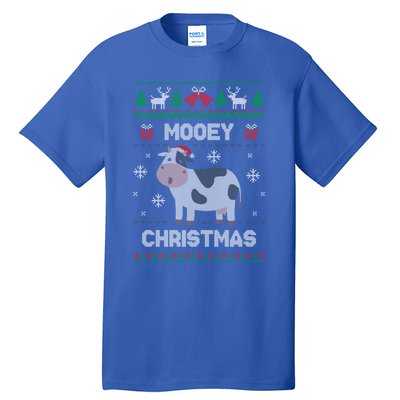 Mooey Christmas Cow Santa Claus Hat Ugly Christmas Funny Gift Tall T-Shirt