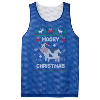 Mooey Christmas Cow Santa Claus Hat Ugly Christmas Funny Gift Mesh Reversible Basketball Jersey Tank