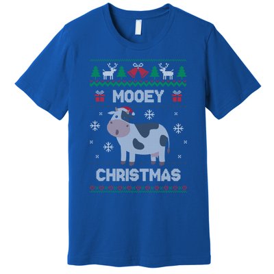 Mooey Christmas Cow Santa Claus Hat Ugly Christmas Funny Gift Premium T-Shirt