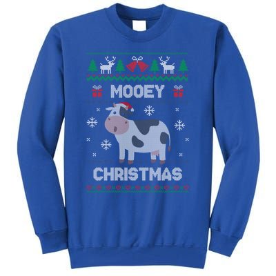 Mooey Christmas Cow Santa Claus Hat Ugly Christmas Funny Gift Tall Sweatshirt