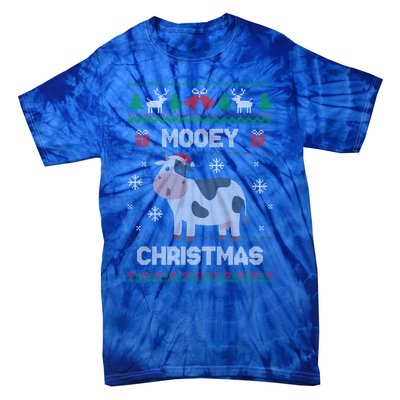 Mooey Christmas Cow Santa Claus Hat Ugly Christmas Funny Gift Tie-Dye T-Shirt