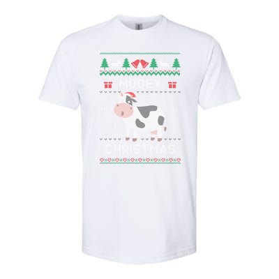 Mooey Christmas Cow Santa Claus Hat Ugly Christmas Funny Gift Softstyle CVC T-Shirt