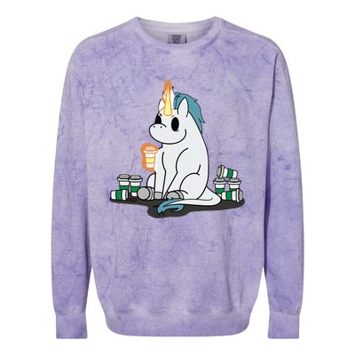 McSnoots Caffeine Coffee Unicorn Colorblast Crewneck Sweatshirt