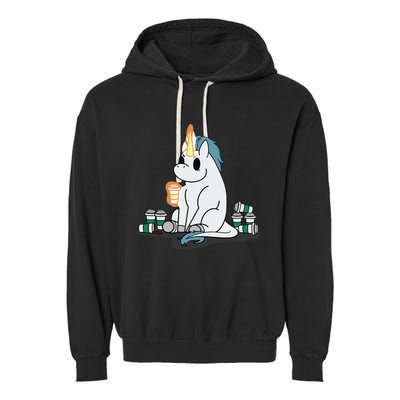 McSnoots Caffeine Coffee Unicorn Garment-Dyed Fleece Hoodie