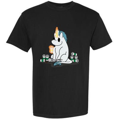 McSnoots Caffeine Coffee Unicorn Garment-Dyed Heavyweight T-Shirt