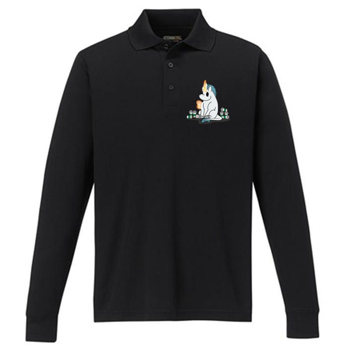 McSnoots Caffeine Coffee Unicorn Performance Long Sleeve Polo