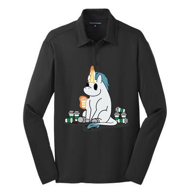 McSnoots Caffeine Coffee Unicorn Silk Touch Performance Long Sleeve Polo