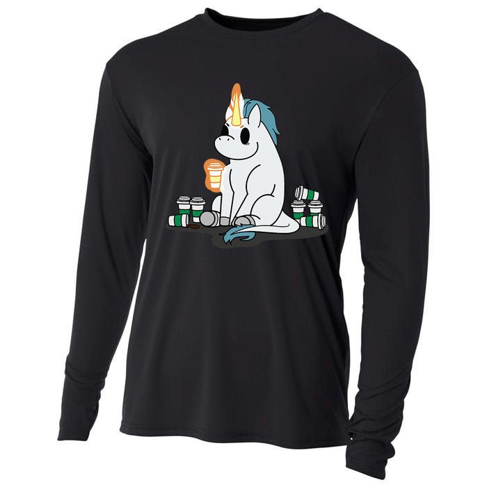 McSnoots Caffeine Coffee Unicorn Cooling Performance Long Sleeve Crew