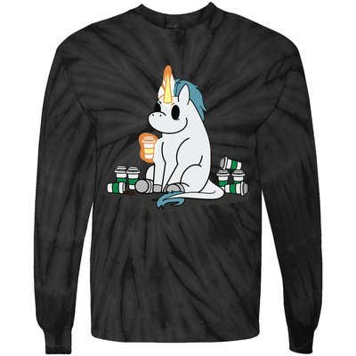 McSnoots Caffeine Coffee Unicorn Tie-Dye Long Sleeve Shirt