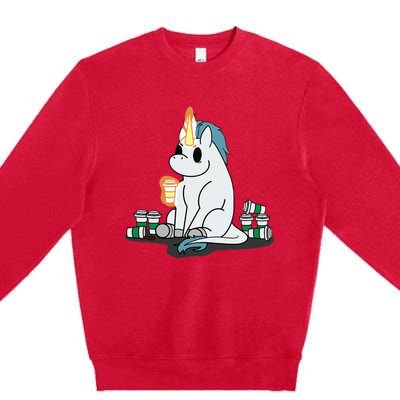 McSnoots Caffeine Coffee Unicorn Premium Crewneck Sweatshirt