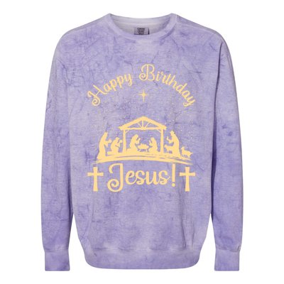 Merry Christmas Christian Happy Birthday Jesus Christ Xmas Colorblast Crewneck Sweatshirt