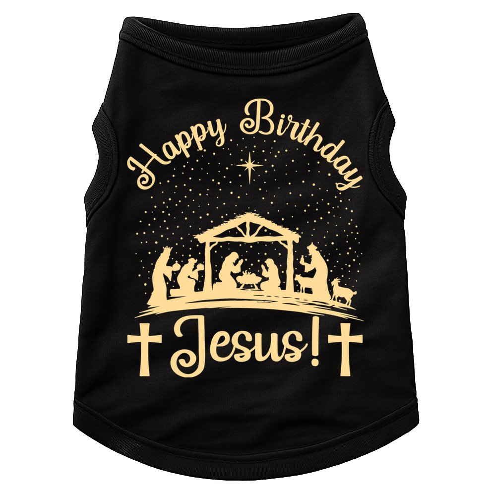 Merry Christmas Christian Happy Birthday Jesus Christ Xmas Doggie Tank
