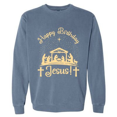 Merry Christmas Christian Happy Birthday Jesus Christ Xmas Garment-Dyed Sweatshirt