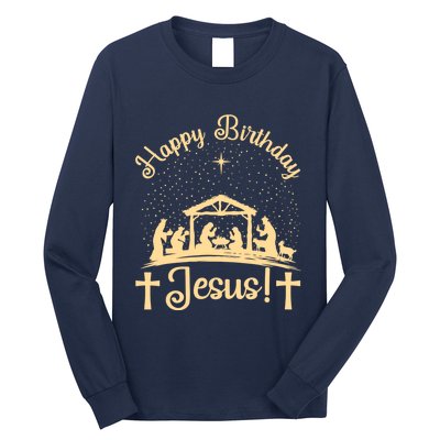 Merry Christmas Christian Happy Birthday Jesus Christ Xmas Long Sleeve Shirt