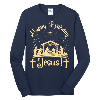 Merry Christmas Christian Happy Birthday Jesus Christ Xmas Tall Long Sleeve T-Shirt