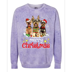 Merry Christmas Cute Yorkshire Terrier Dog Christmas Squad Gift Colorblast Crewneck Sweatshirt