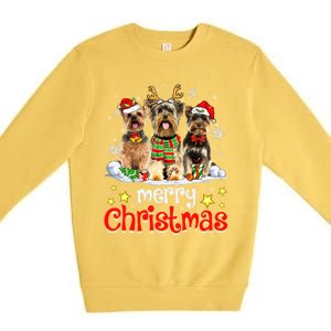 Merry Christmas Cute Yorkshire Terrier Dog Christmas Squad Gift Premium Crewneck Sweatshirt