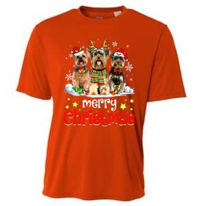 Merry Christmas Cute Yorkshire Terrier Dog Christmas Squad Gift Cooling Performance Crew T-Shirt