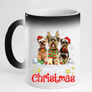 Merry Christmas Cute Yorkshire Terrier Dog Christmas Squad Gift 11oz Black Color Changing Mug