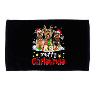 Merry Christmas Cute Yorkshire Terrier Dog Christmas Squad Gift Microfiber Hand Towel