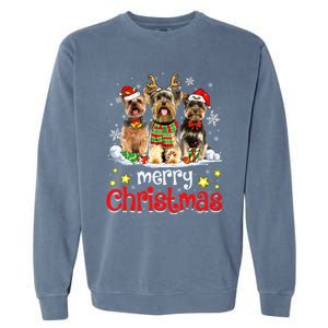 Merry Christmas Cute Yorkshire Terrier Dog Christmas Squad Gift Garment-Dyed Sweatshirt