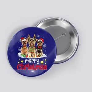 Merry Christmas Cute Yorkshire Terrier Dog Christmas Squad Gift Button