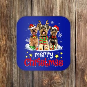 Merry Christmas Cute Yorkshire Terrier Dog Christmas Squad Gift Coaster