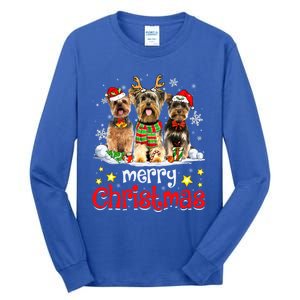 Merry Christmas Cute Yorkshire Terrier Dog Christmas Squad Gift Tall Long Sleeve T-Shirt