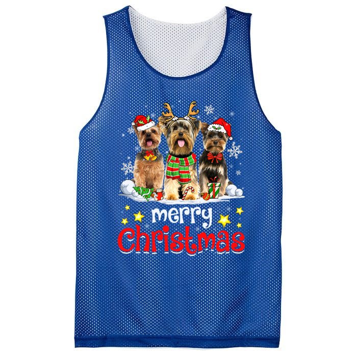 Merry Christmas Cute Yorkshire Terrier Dog Christmas Squad Gift Mesh Reversible Basketball Jersey Tank