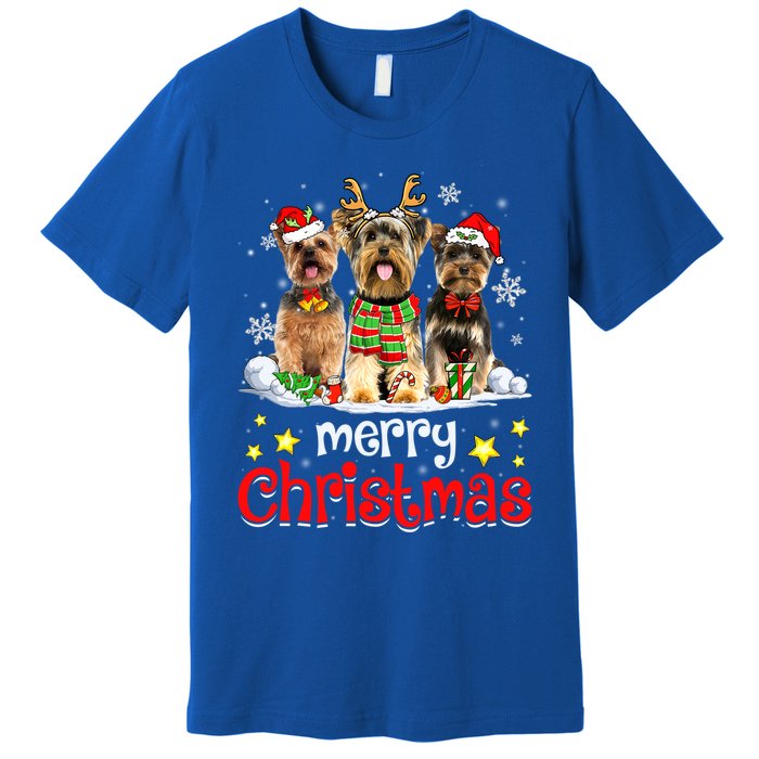 Merry Christmas Cute Yorkshire Terrier Dog Christmas Squad Gift Premium T-Shirt