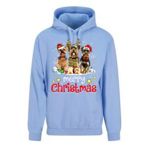 Merry Christmas Cute Yorkshire Terrier Dog Christmas Squad Gift Unisex Surf Hoodie