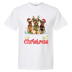 Merry Christmas Cute Yorkshire Terrier Dog Christmas Squad Gift Garment-Dyed Heavyweight T-Shirt