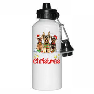 Merry Christmas Cute Yorkshire Terrier Dog Christmas Squad Gift Aluminum Water Bottle