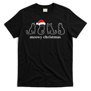 Meowy Catmas Cat Christmas Cute Kitten Cats Santa Hat Xmas T-Shirt