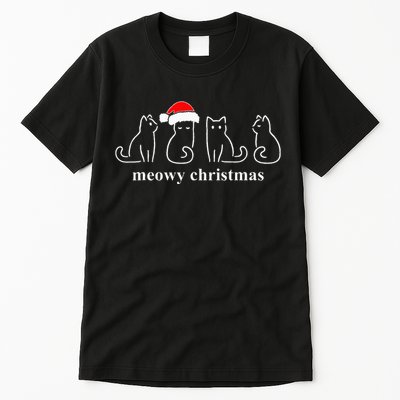 Meowy Catmas Cat Christmas Cute Kitten Cats Santa Hat Xmas Tall T-Shirt