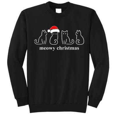 Meowy Catmas Cat Christmas Cute Kitten Cats Santa Hat Xmas Tall Sweatshirt