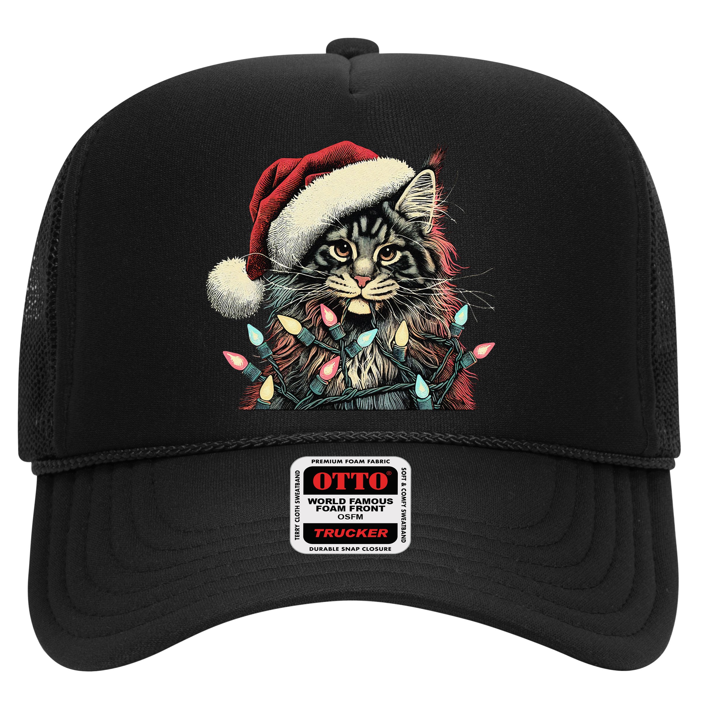 Maine Coon Cat Chew Christmas Light Xmas Holiday Funny Cute Hat
