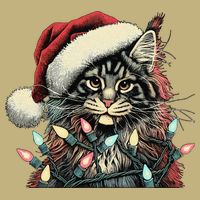 Maine Coon Cat Chew Christmas Light Xmas Holiday Funny Cute T-Shirt