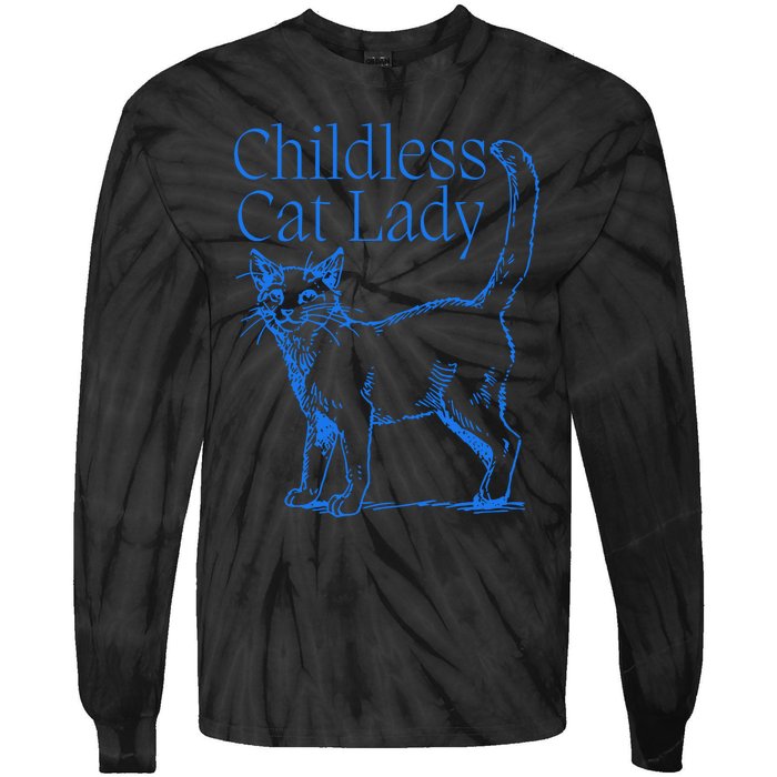 Meidastouch Childless Cat Lady Tie-Dye Long Sleeve Shirt