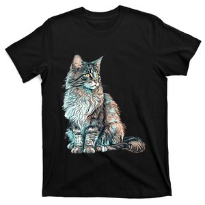 Maine Coon Cat Breed Colorful Mom Lady T-Shirt