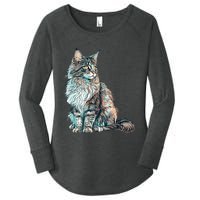 Maine Coon Cat Breed Colorful Mom Lady Women's Perfect Tri Tunic Long Sleeve Shirt