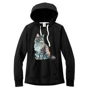 Maine Coon Cat Breed Colorful Mom Lady Women's Fleece Hoodie