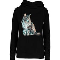 Maine Coon Cat Breed Colorful Mom Lady Womens Funnel Neck Pullover Hood