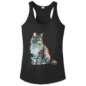 Maine Coon Cat Breed Colorful Mom Lady Ladies PosiCharge Competitor Racerback Tank