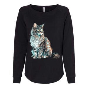 Maine Coon Cat Breed Colorful Mom Lady Womens California Wash Sweatshirt