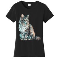 Maine Coon Cat Breed Colorful Mom Lady Women's T-Shirt