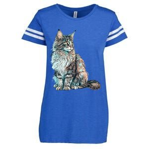 Maine Coon Cat Breed Colorful Mom Lady Enza Ladies Jersey Football T-Shirt