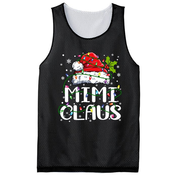 Mimi Claus Christmas Lights Pajama Family Matching Mesh Reversible Basketball Jersey Tank